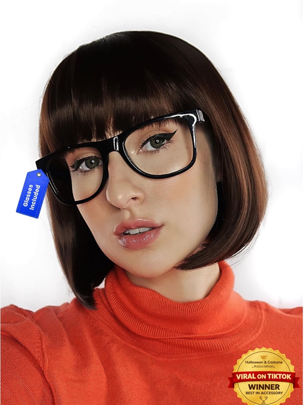 Brown short bob Wig with bangs - Velma wig